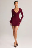Modal Long Sleeve Mini Dress in Wine