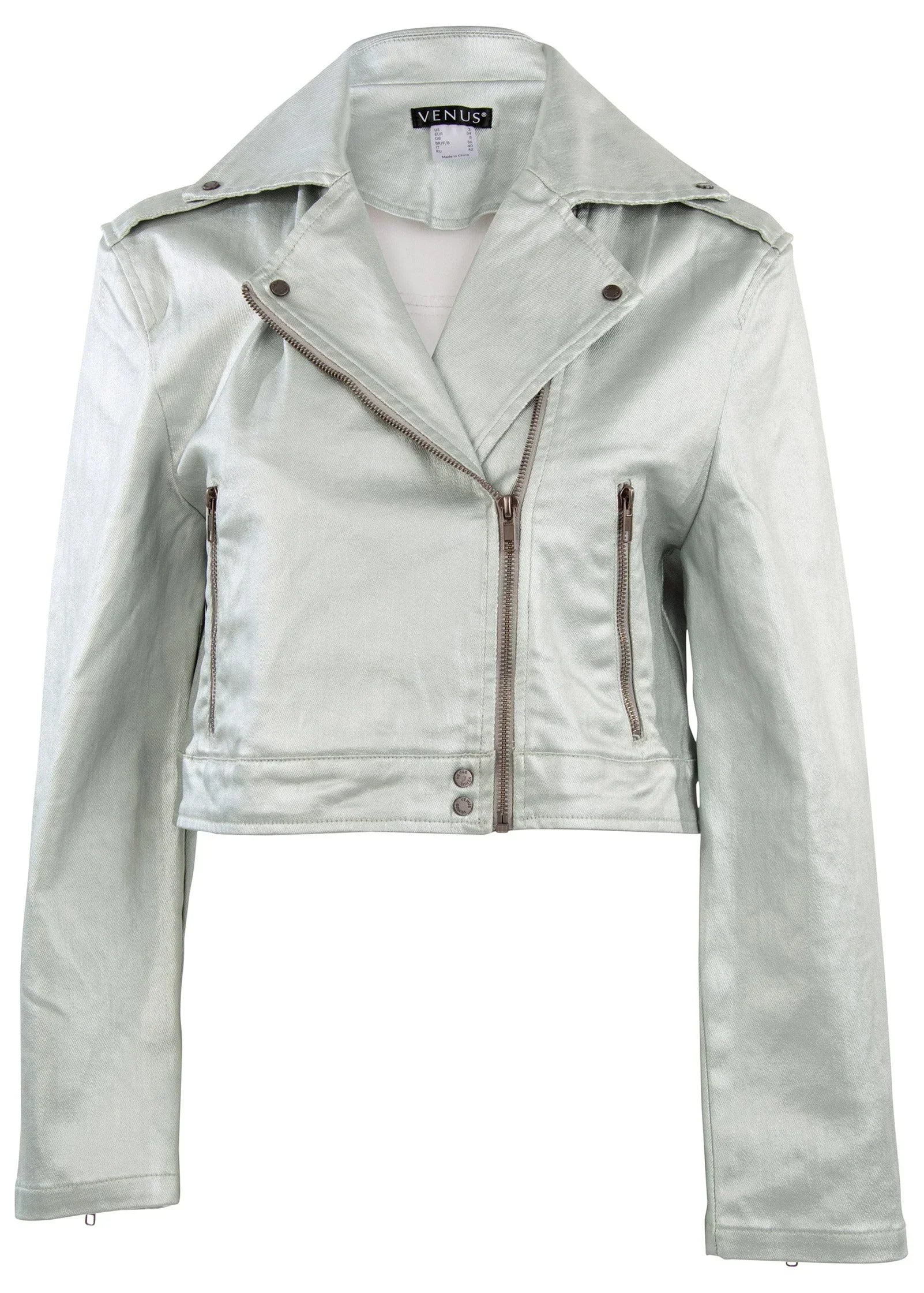 Metallic Moto Jacket Silver Metallic