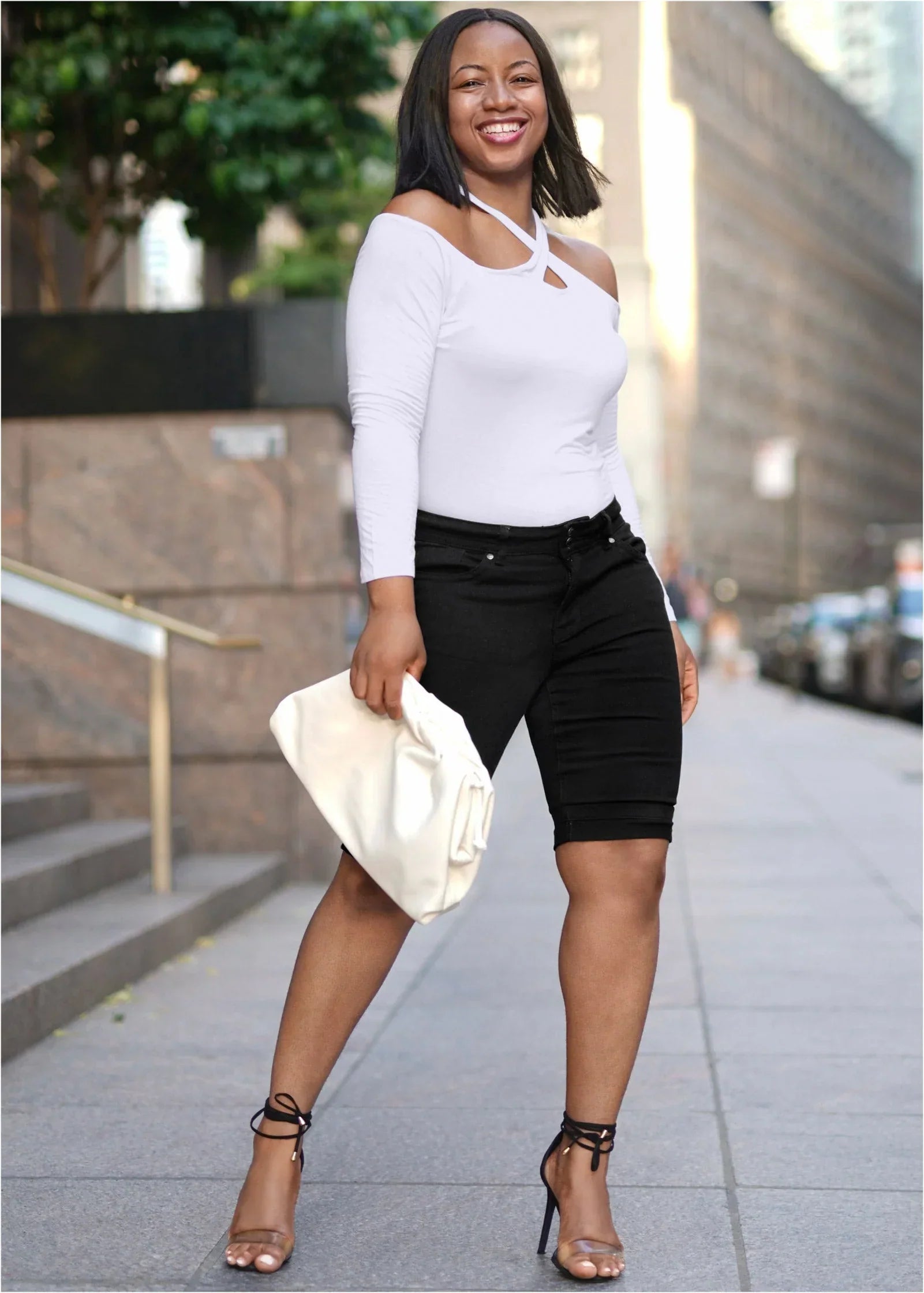 Long Jean Shorts Black