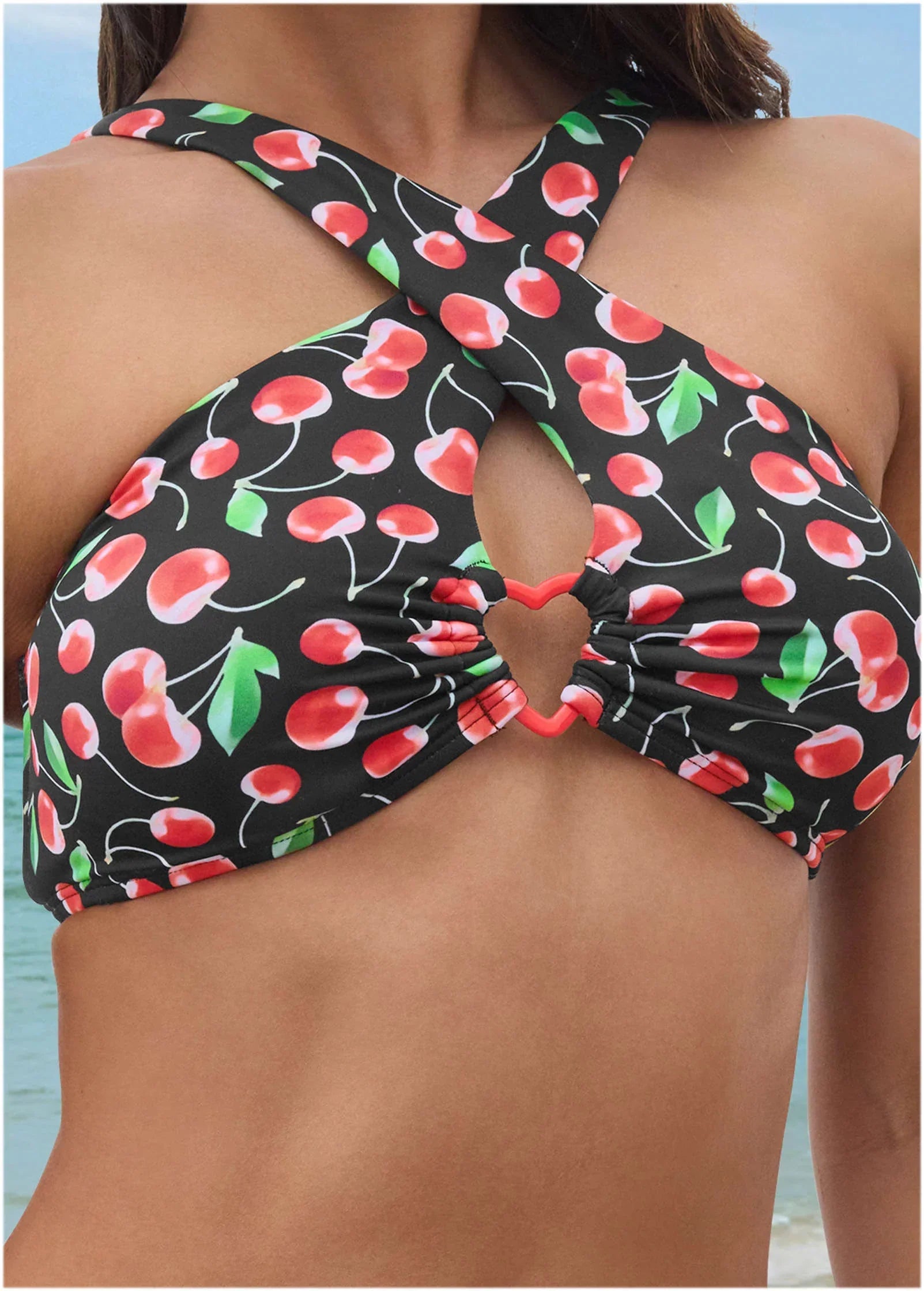 Heart Cross Halter Top Very Cherry