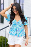 Remington Blue Floral Twist Bust Top