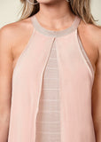 Chiffon Overlay Bandage Dress Blush