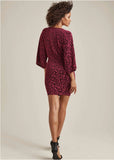 Metallic Leopard Mini Dress Black Pink