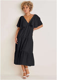 Crinkle Midi Dress Black