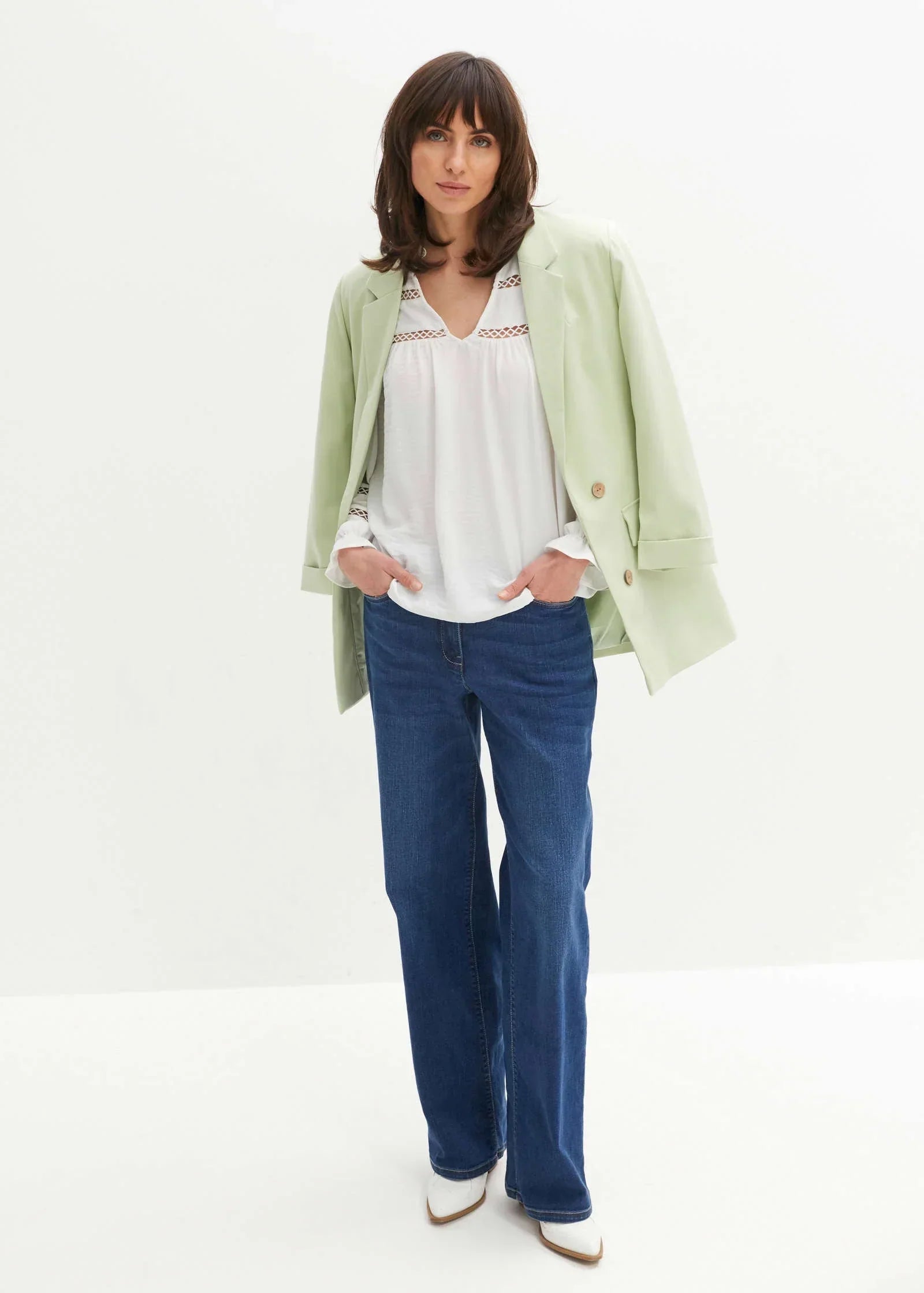 Lace Trim Blouse White