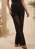 Need A Reason Lace Panel Sparkle Jeans Black