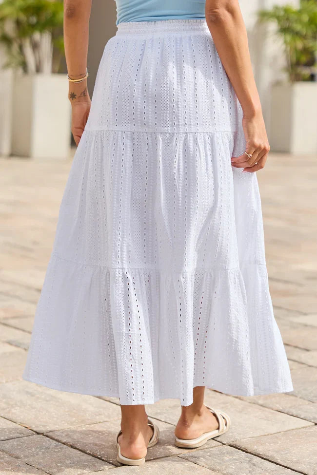 Be Yourself White Drawstring Eyelet Skirt