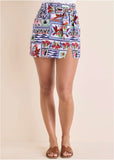 Side Slit Mini Skirt Postcard Vacay