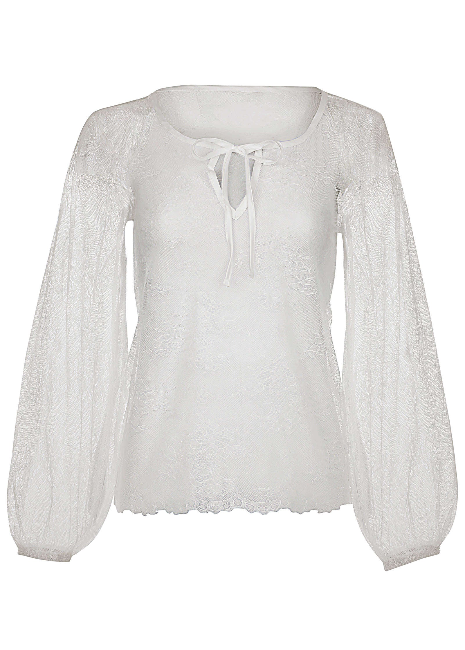 Lace Long Sleeve Top White