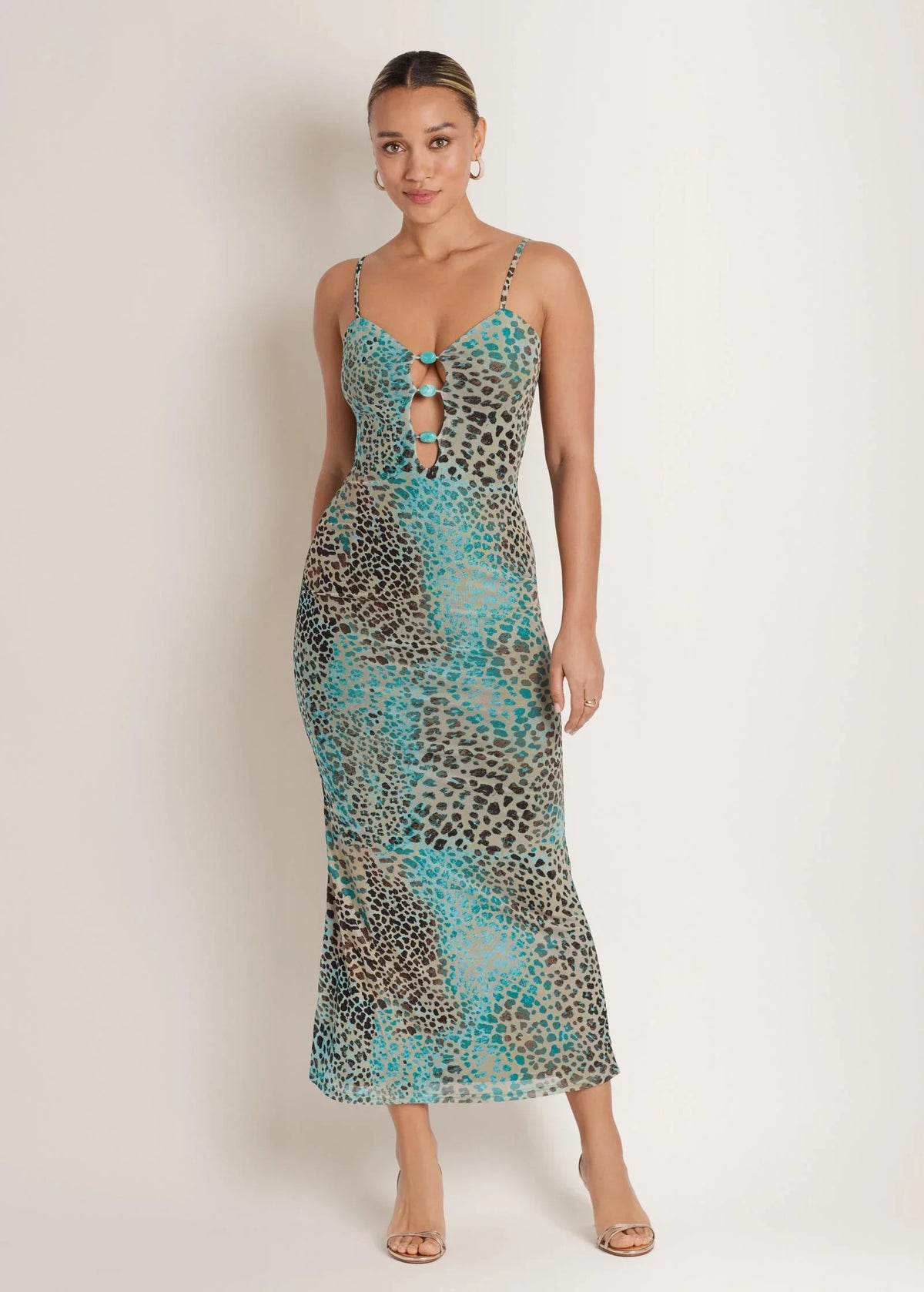 Abstract Leopard Maxi Dress Brown Sage Animal