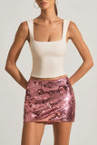 Sequin Embellished Mini Skirt in Pink