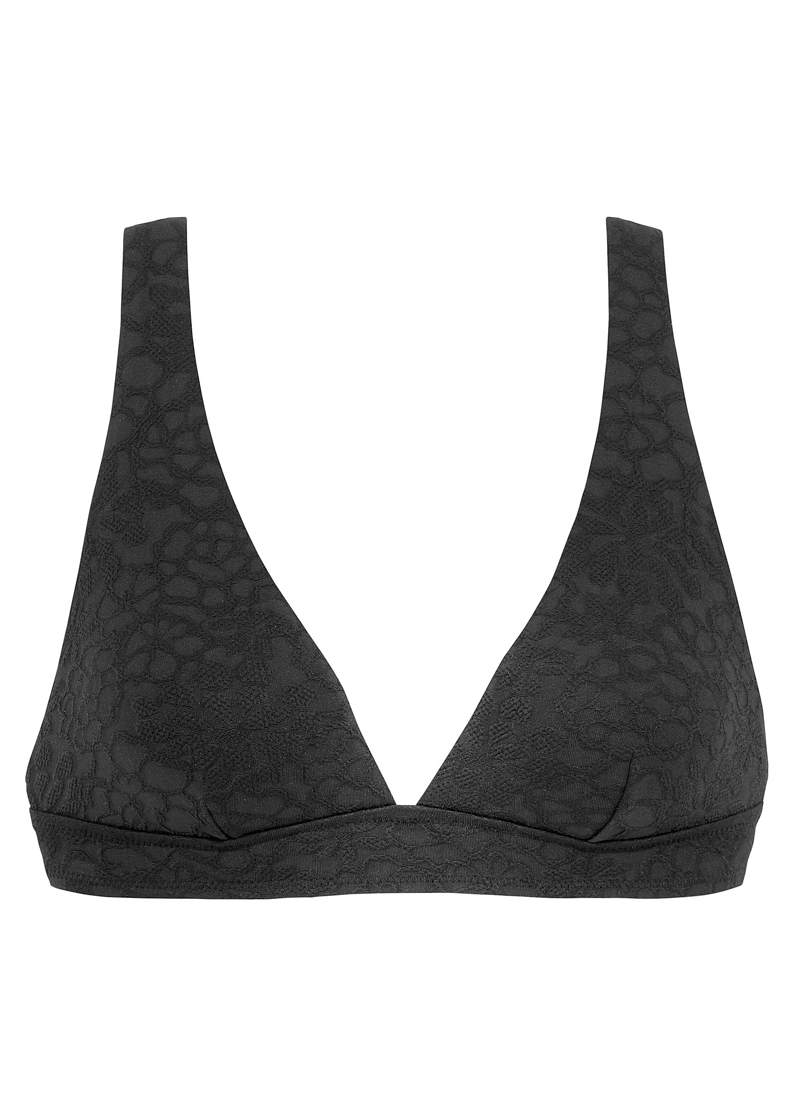 Textured Triangle Bikini Top Black