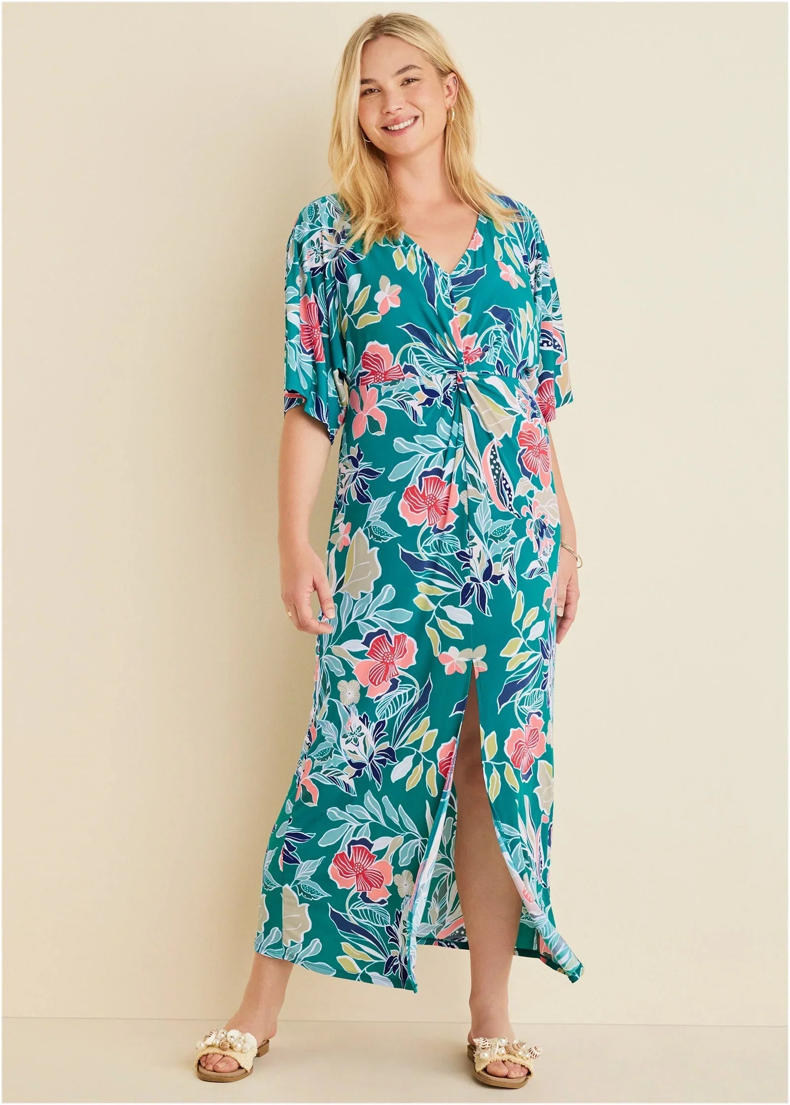 Twist Front Maxi Dress Paradise Floral