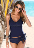 Tankini Top Navy White Dot