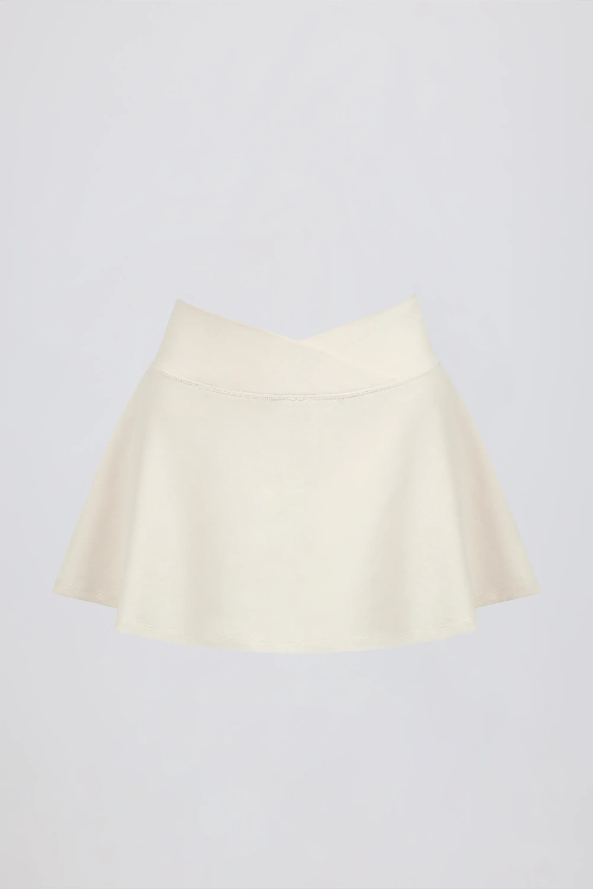 Brushed Jersey Crossover Mini Skort in Vanilla