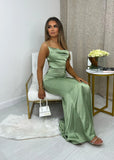 Tiana Satin Split Gown Mint