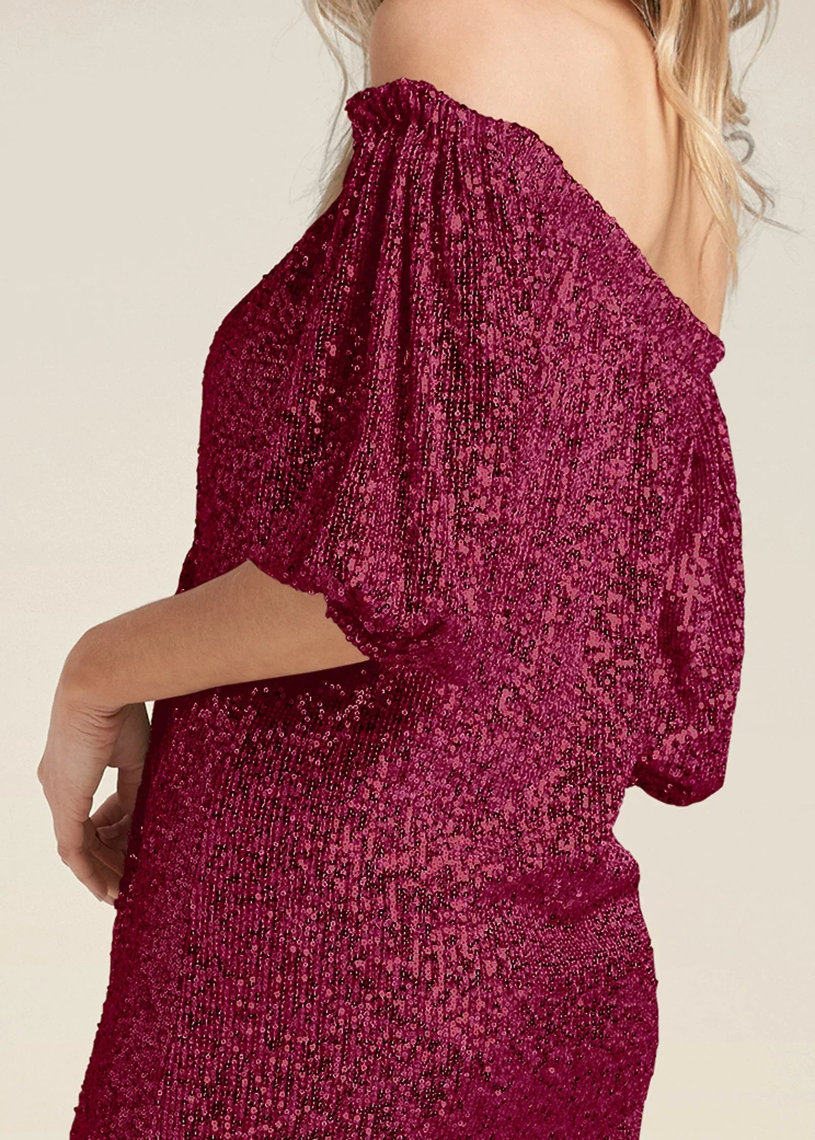Sequin Off The Shoulder Dress Red