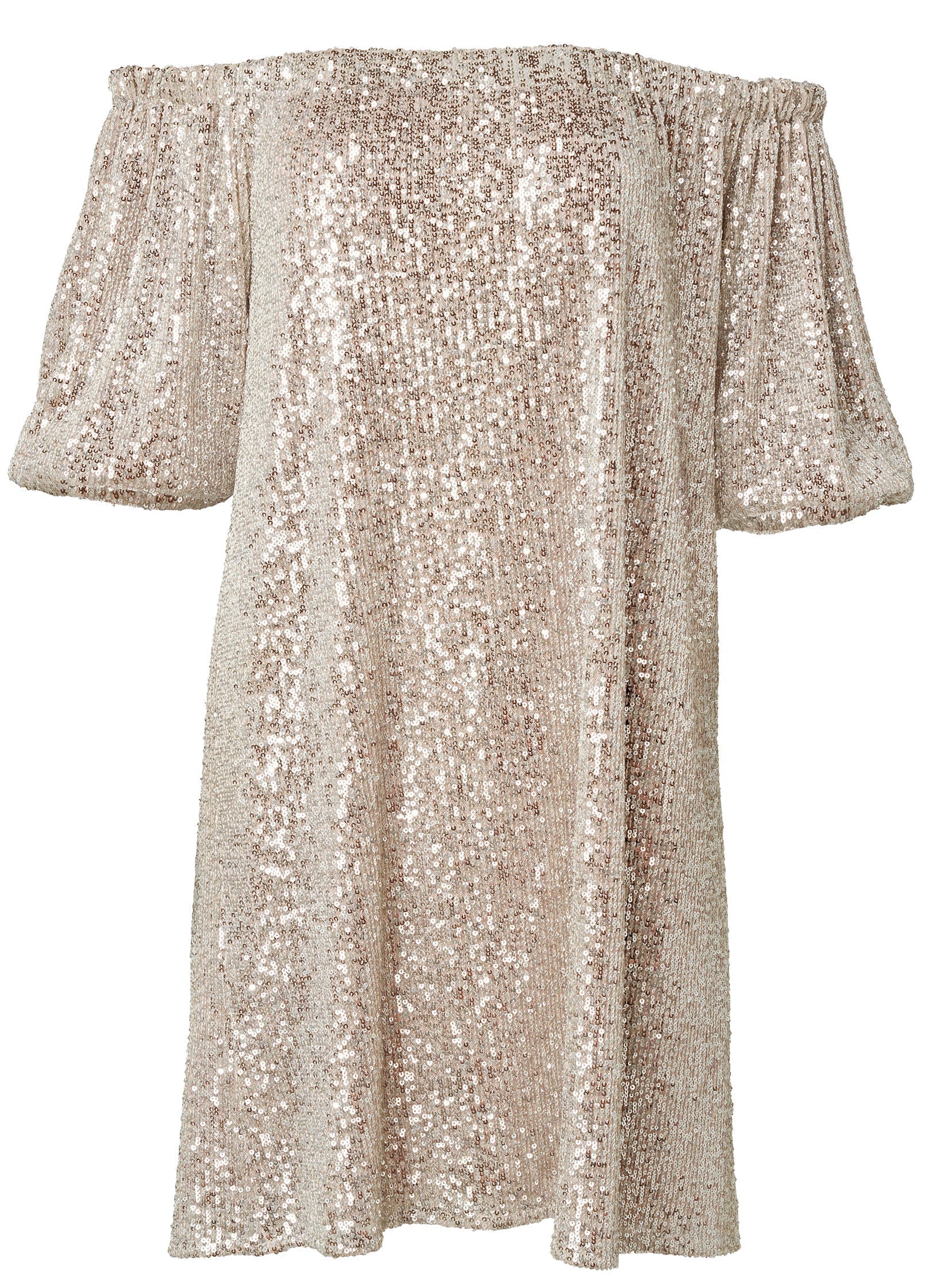 Sequin Off The Shoulder Dress Silver