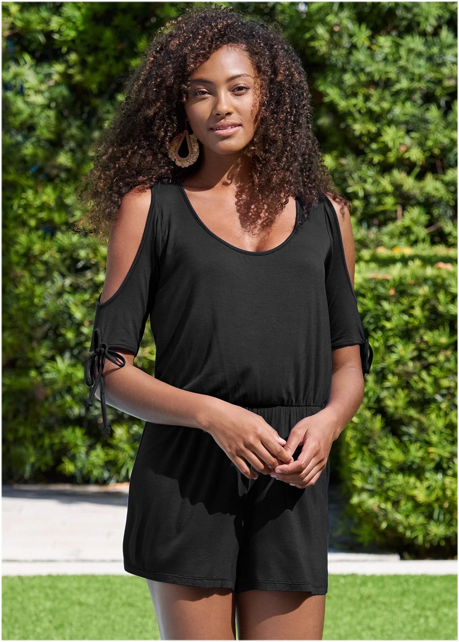 Cold Shoulder Romper Black