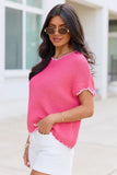 Lenny Pink Scallop Trim Sweater Tee