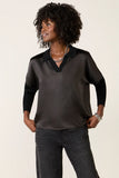 Tina Mixed Media Satin Top