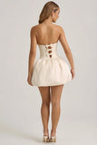 Convertible Bow Detail Bubble Hem Midaxi Dress in Ivory