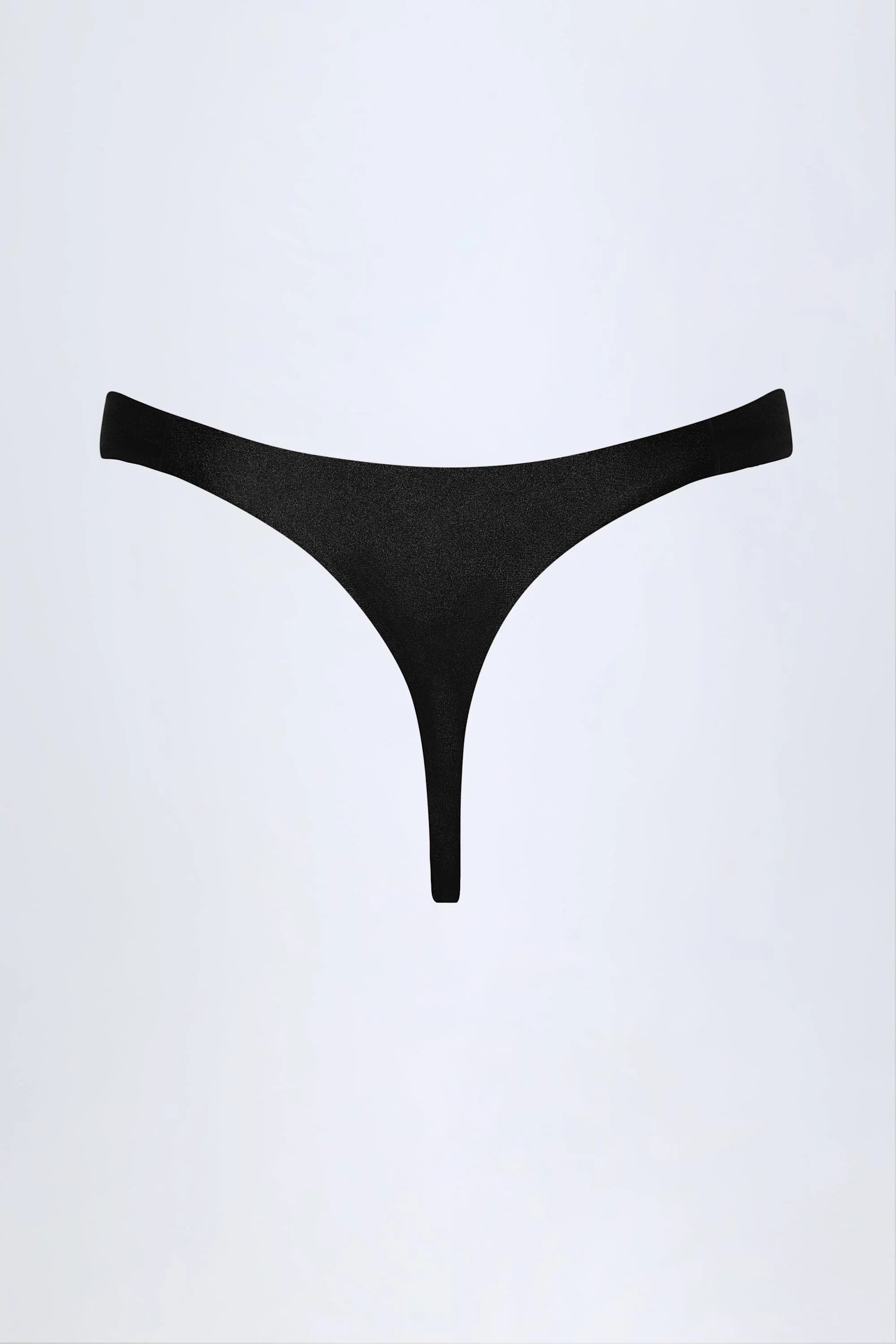 Hardware Detail Thong Bikini Bottoms in Black