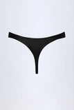 Hardware Detail Thong Bikini Bottoms in Black