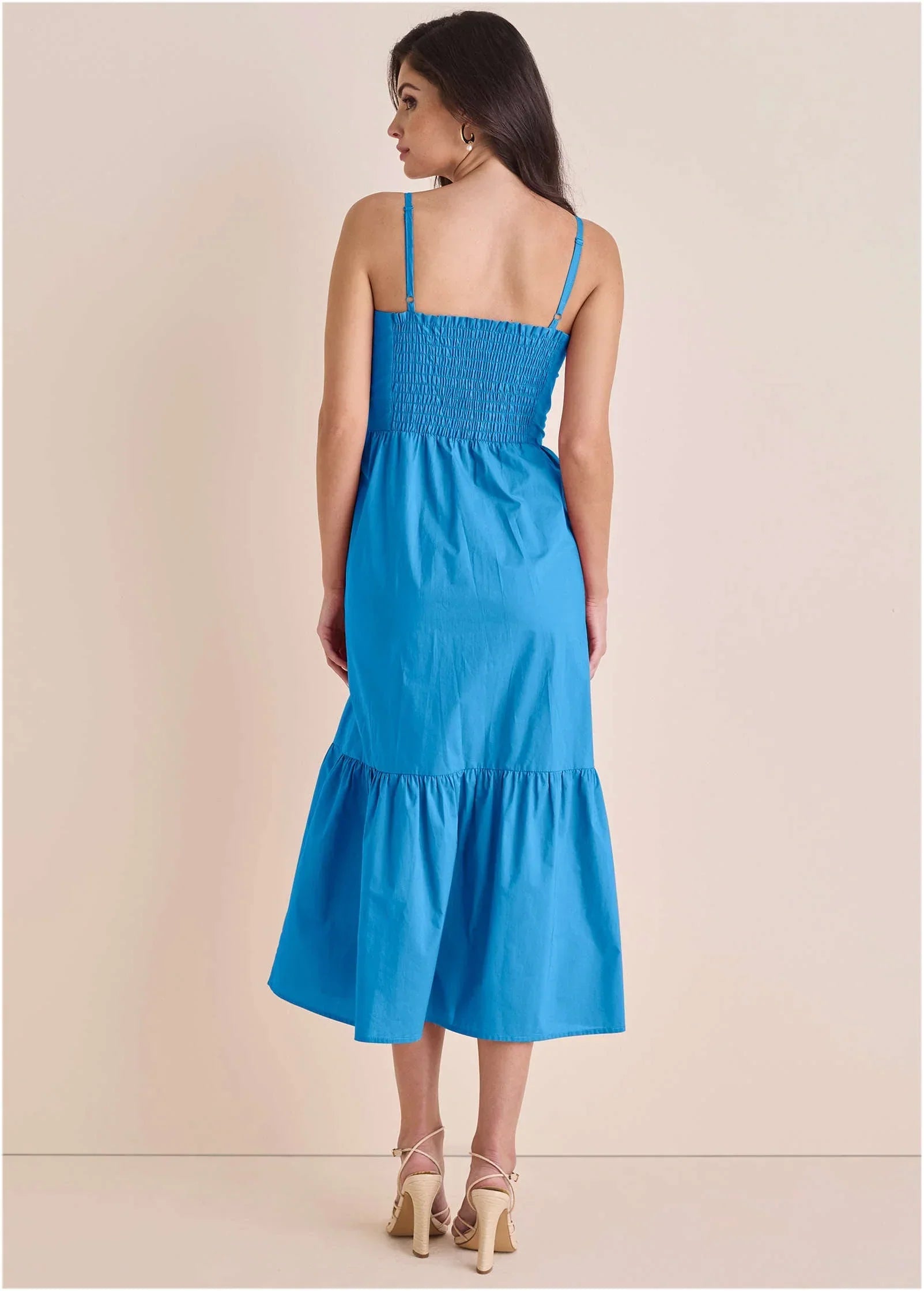 Button Front Maxi Blue