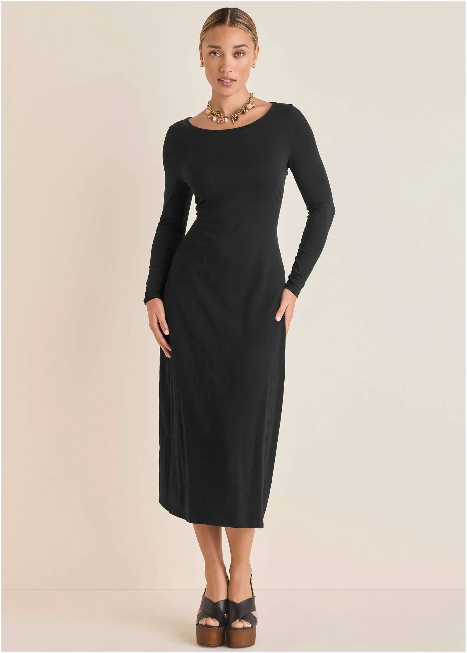 Open Back Maxi Dress Jet Black