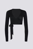 Soft Jersey Wrap Crop Top in Black