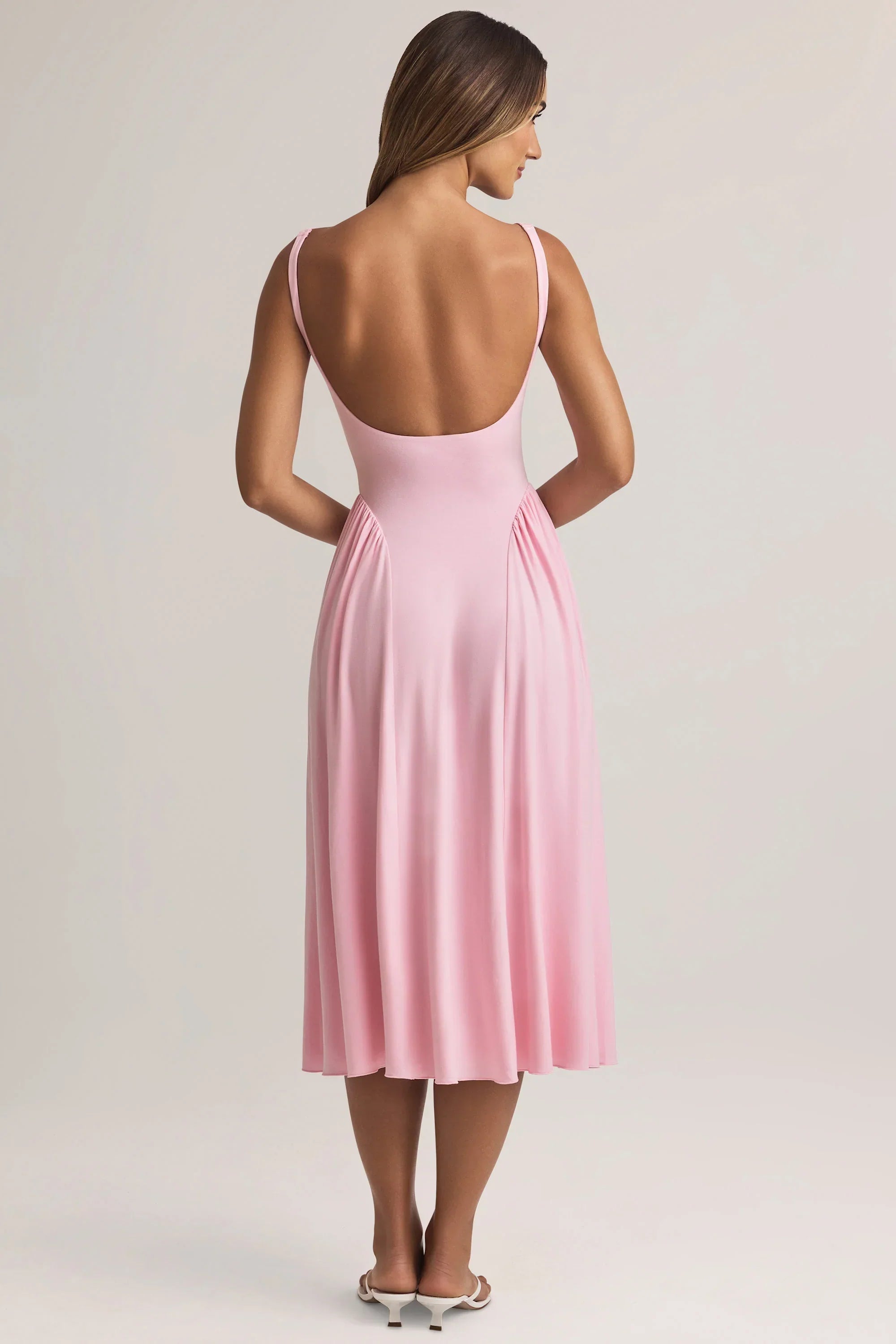 Modal A Line Midaxi Dress in Pastel Pink