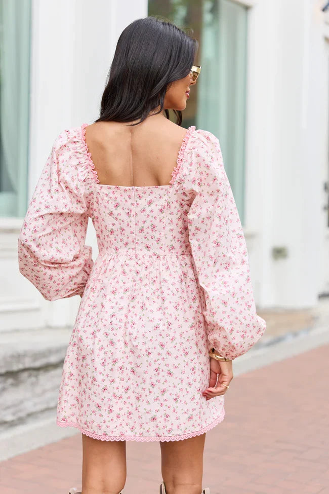 Rosemary Pink Floral Mini Dress