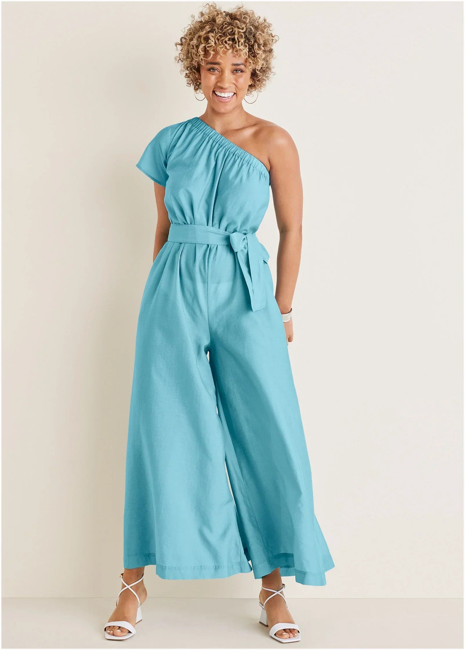 One Shoulder Jumpsuit Blue