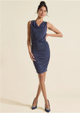 Embellished Sleeve Dress Navy