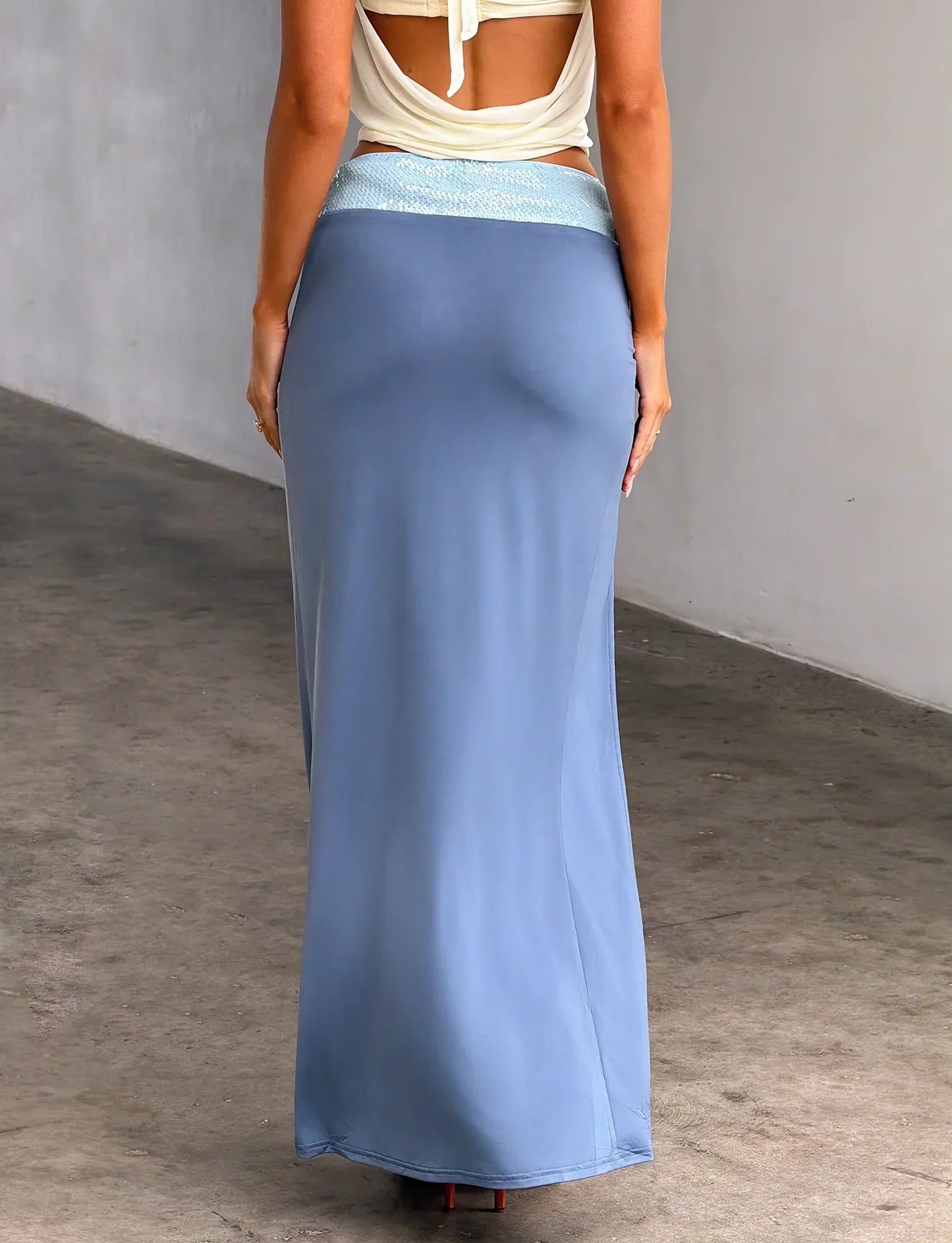 THARA MAXI SKIRT SLATE BLUE
