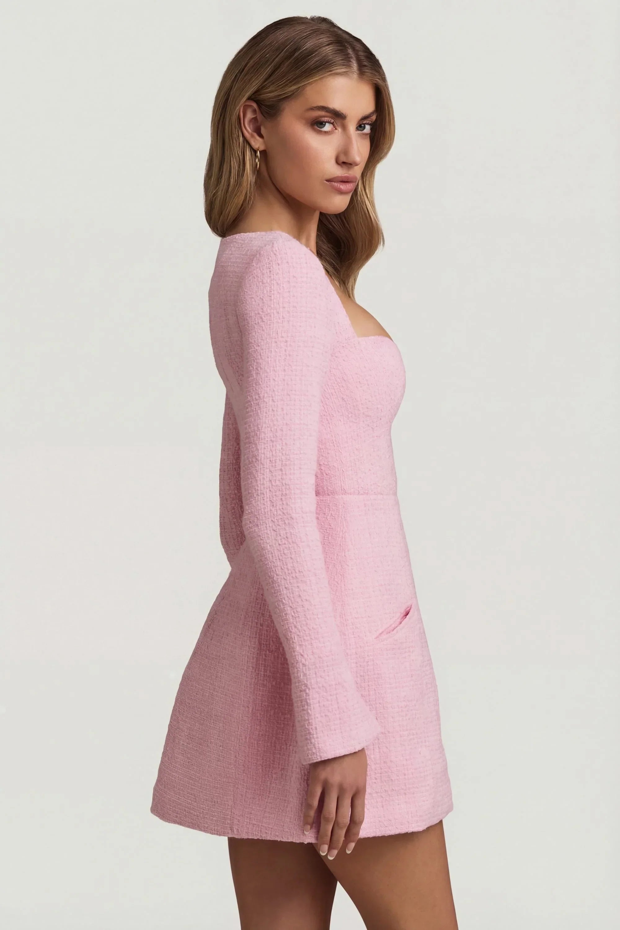 Sweetheart Neck Structured Mini Dress in Soft Pink