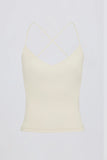 Cross Back Tank Top in Cream