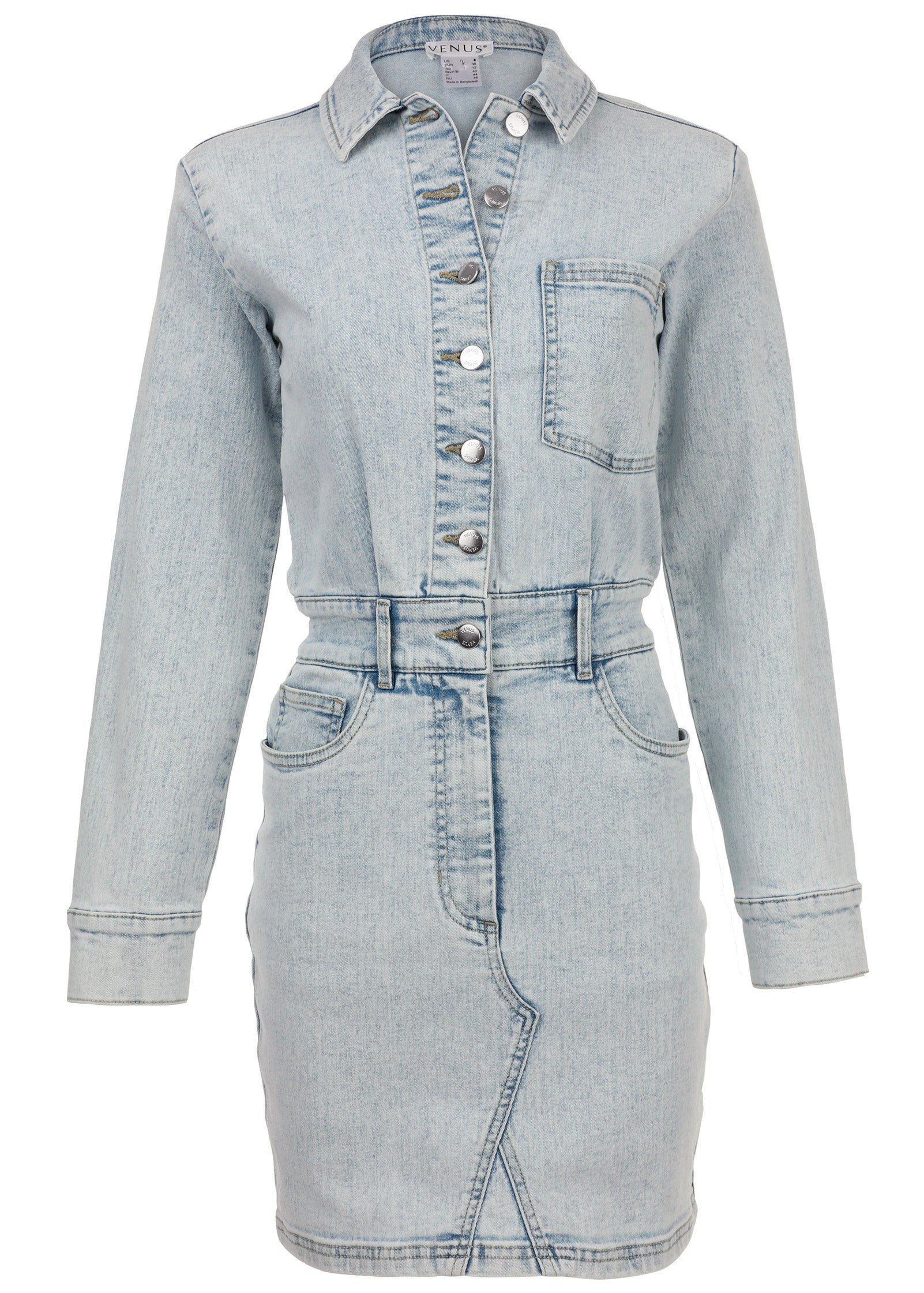 Denim Shirt Dress Light Wash