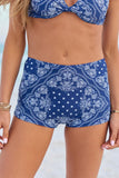 Coastal Darling Navy Bandana High Waisted Bikini Bottom