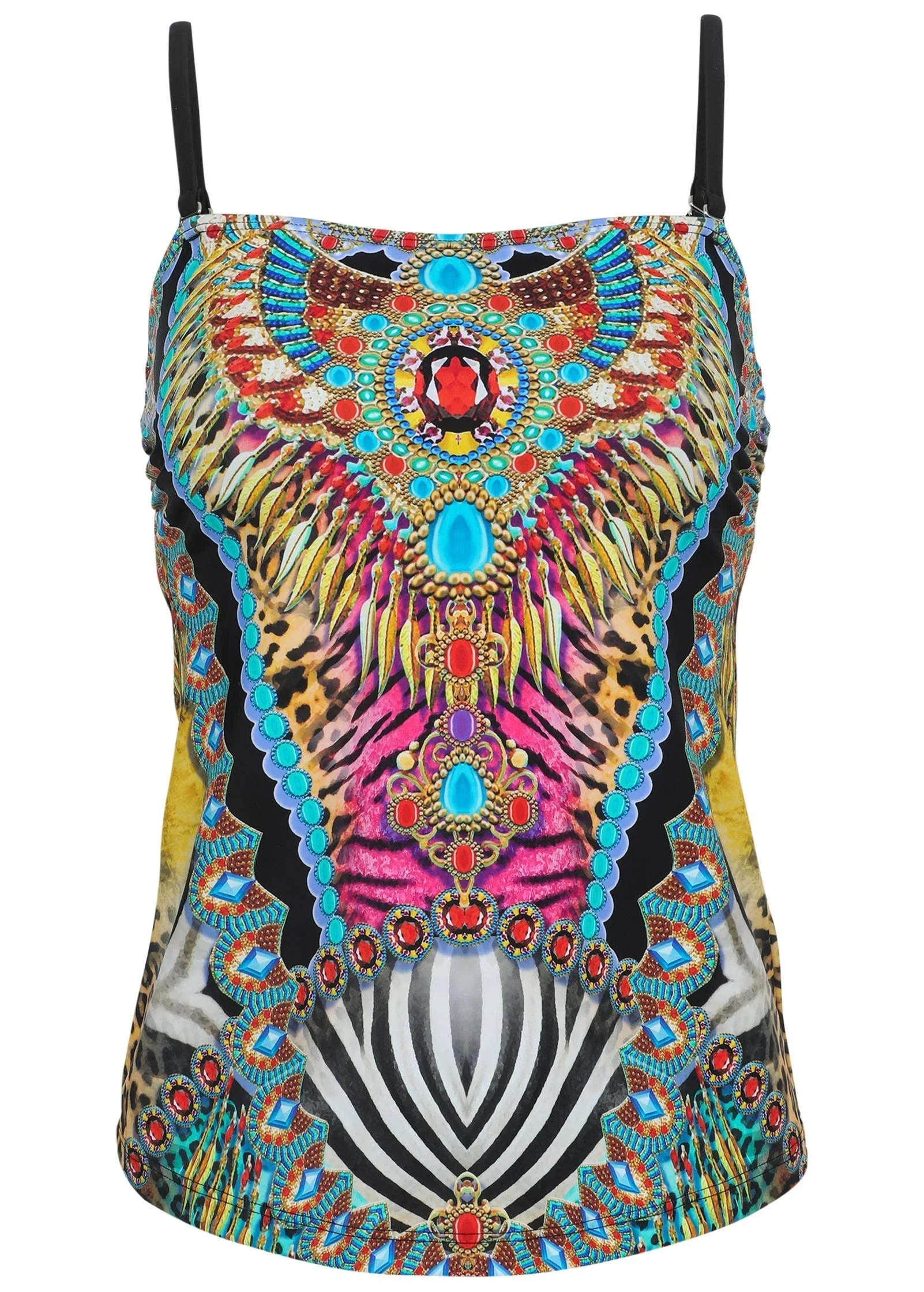 San Juan Bandeau Tankini Top Mirrored Jungle