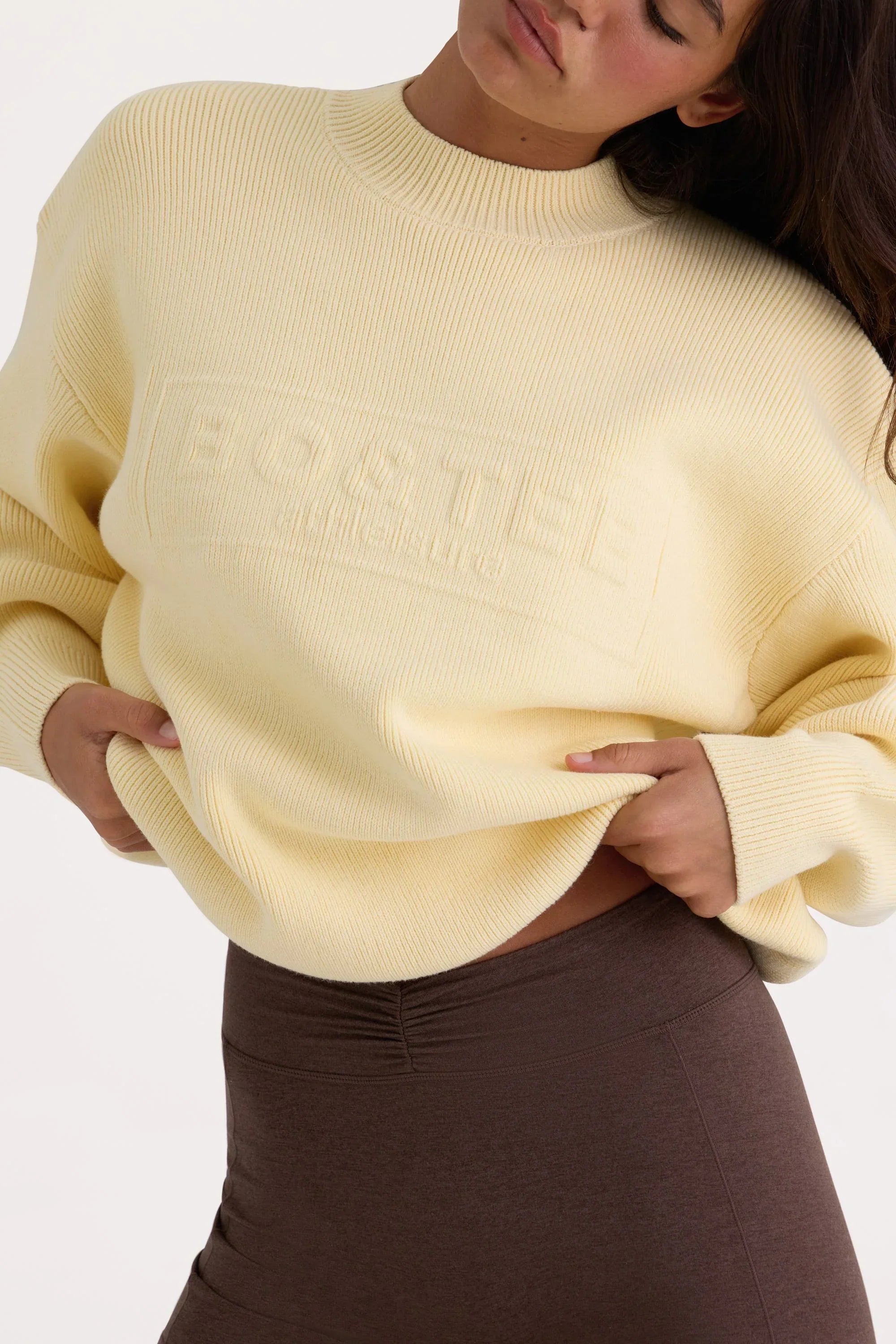 Ribbed Knit Oversized Jumper in Lemon
