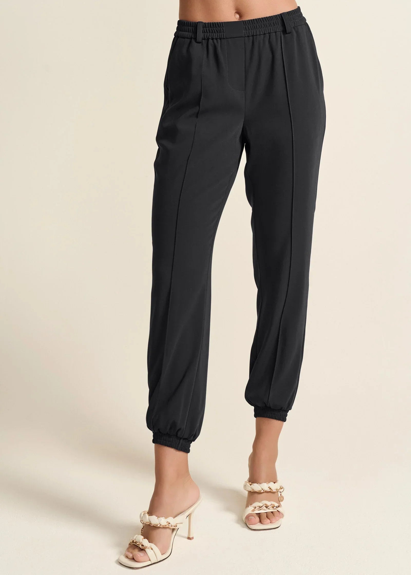 Woven High Rise Joggers Jet Black