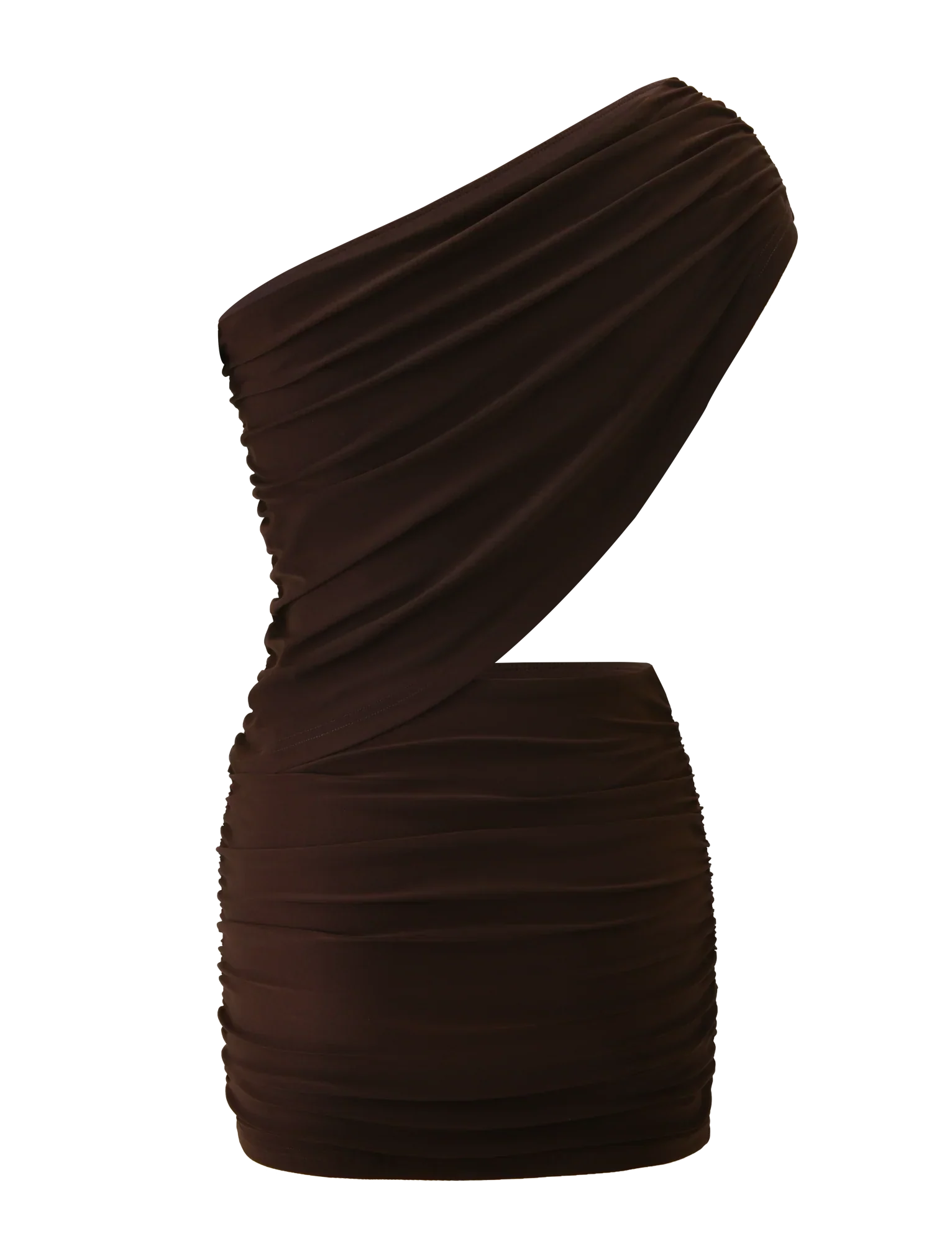 RYLAND DRAPED MINI DRESS CHOCOLATE