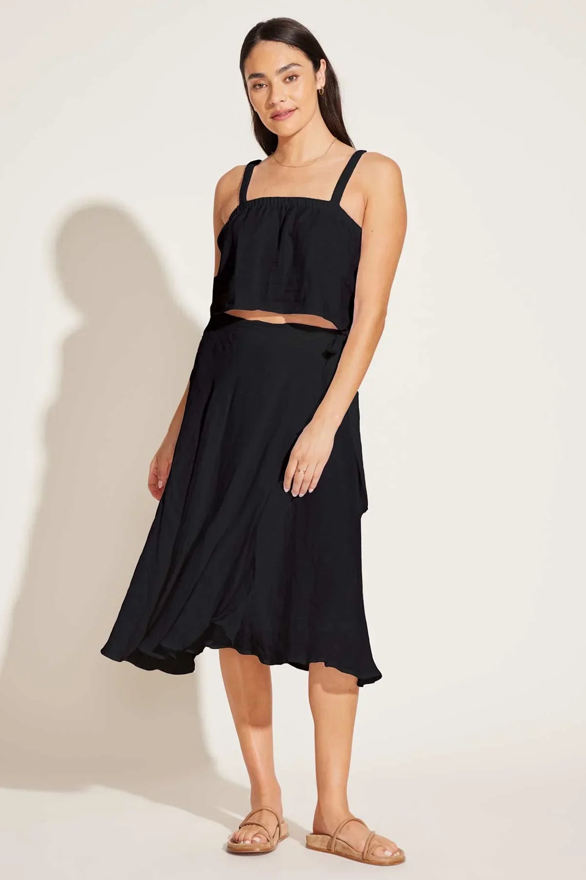 Tallows Blousy Crop Top Black EcoLinen