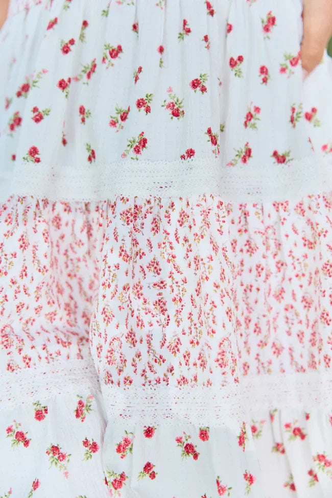 Lakin Red Floral Tiered Dress