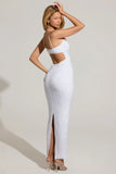 Embellished Cowl Neck Maxi Dress in White