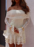 Humble Heart Lace Long Sleeve Mini Dress Ivory