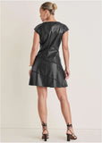 Faux Leather Mini Dress Jet Black