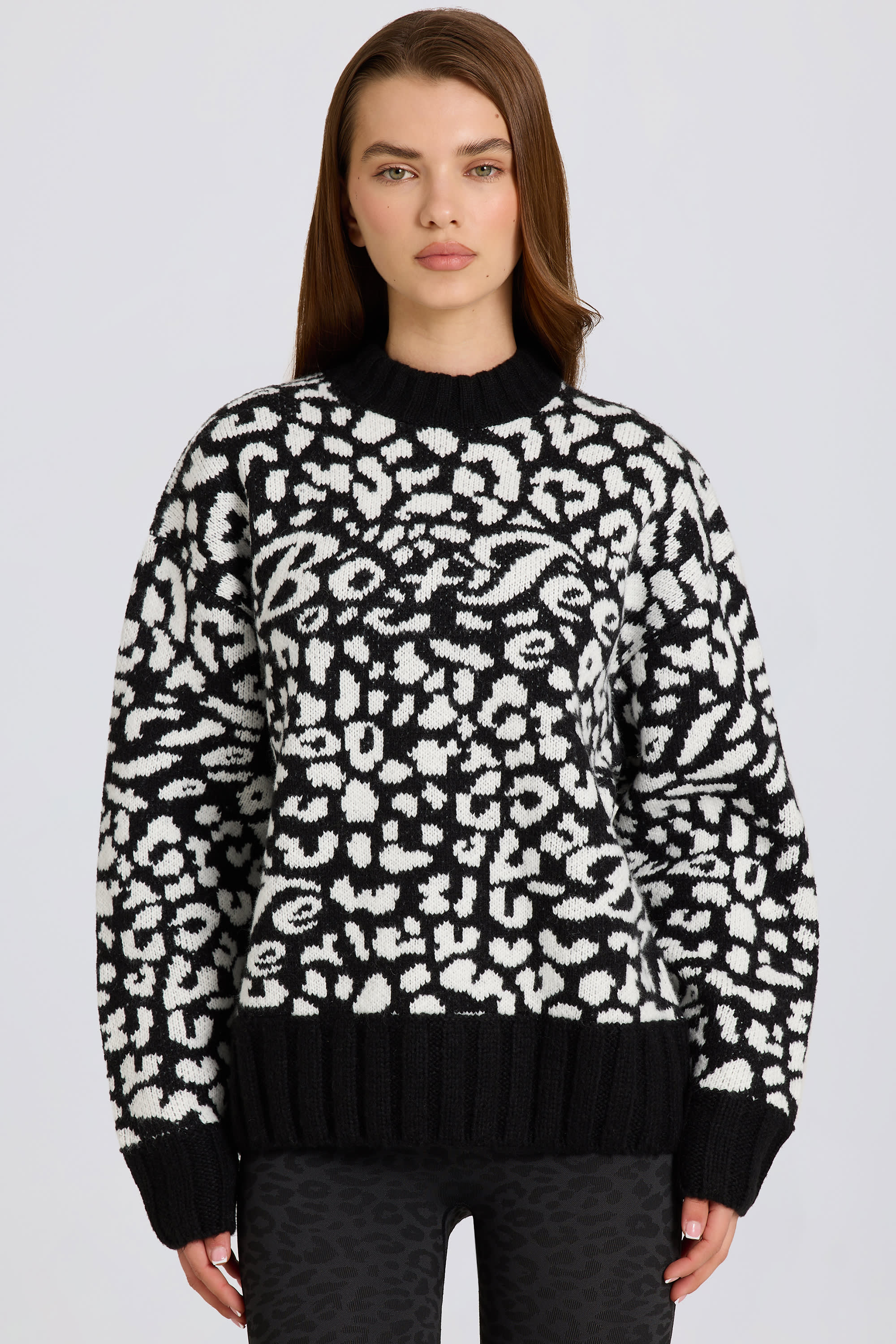 Jacquard Knit Oversized Jumper in Black